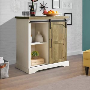 Outdoors Walnut wood mdf Small Sideboard tables Buffet Cabinet with Sliding Rail Barn Doors