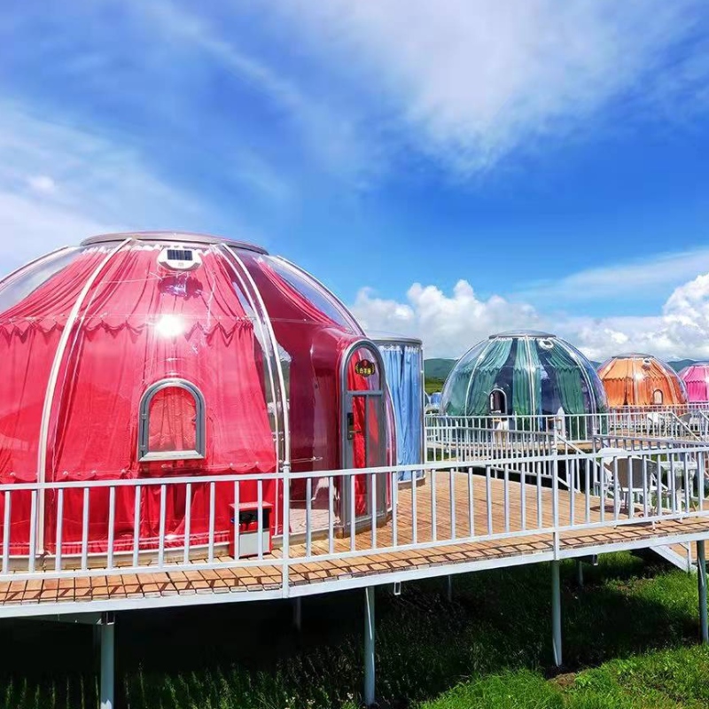 5.3+2.1 Meters Luxury Transparent dome tent geodesic outdoor camping dome tent for resort hotel, Camping, Outdoor Activities