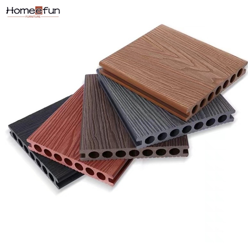 2022 Wpc 3d Embossed Flooring Wood Grain Planks Anti Slip Plastic Wood Composite Decking Outdoor Garden Flooring Deck