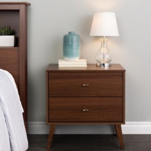 New design 2 Drawers Nightstands Black Bedside For Bedroom Nightstand With Solid Wood Drawer