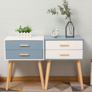 Modern Simple Bedroom Furniture Wooden Table Nightstand White Drawer Nordic Style Bedside Table