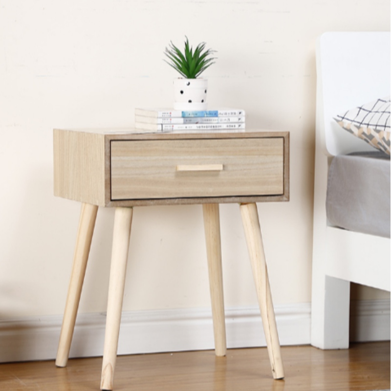 Modern Simple Bedroom Furniture Wooden Table Nightstand White Drawer Nordic Style Bedside Table