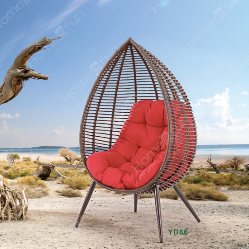 2022 Factory wholesale high Quality patio swing outdoor furniture egg chair leisure wicker rattan chair with cushion and pole