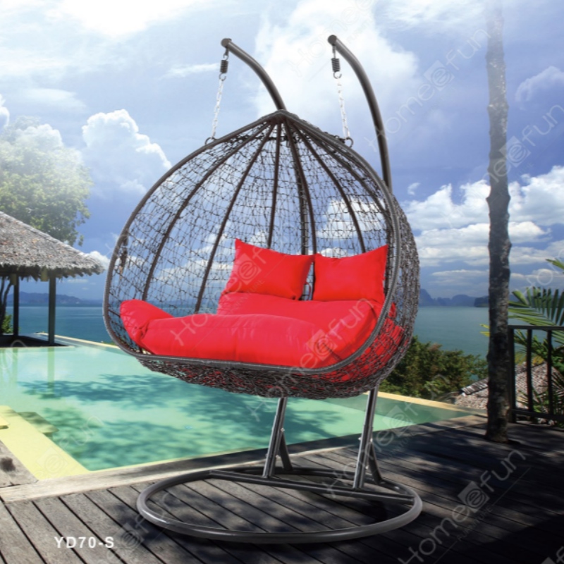 2022 Factory wholesale high Quality patio swing outdoor furniture egg chair leisure wicker rattan chair with cushion and pole