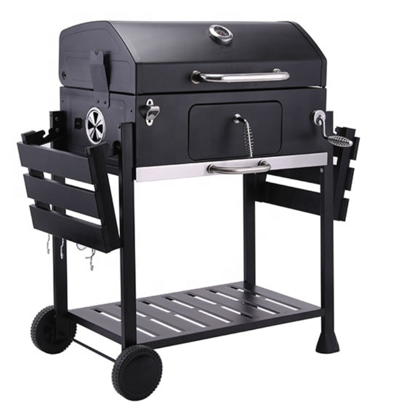 Modern Commercial Large Portable Outdoor Charcoal Grill Backyard Party Grill with Shelves