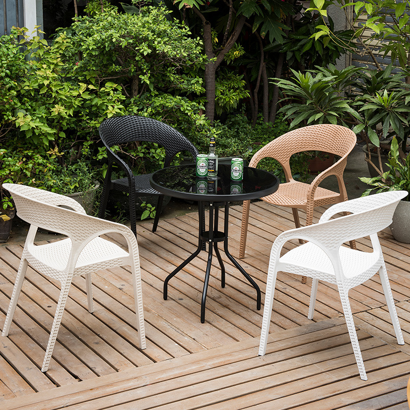 PP rattan style cafe chairs outdoor furniture garden plastic resin chair plastic garden chairs