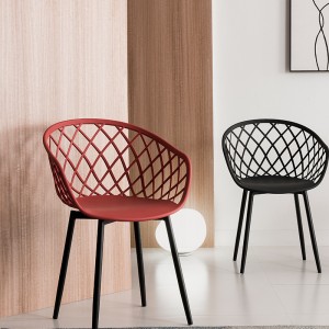 Modern outdoor furniture PP plastic metallic frame chaises plastique armchair red  garden chairs