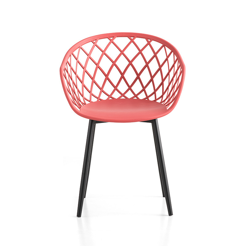 Modern outdoor furniture PP plastic metallic frame chaises plastique armchair red  garden chairs