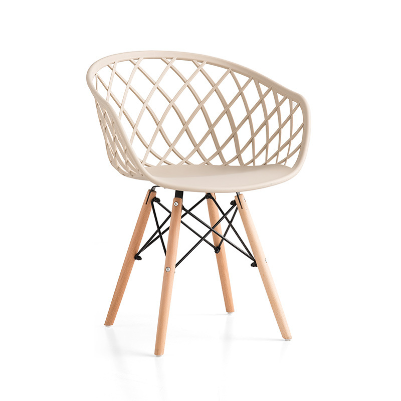 Hot Sale Nordic Design Style Restaurant Heavy Duty White Dining Plastic Chair With Wooden Legs